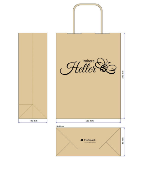 Papiertasche mit Henkel braun