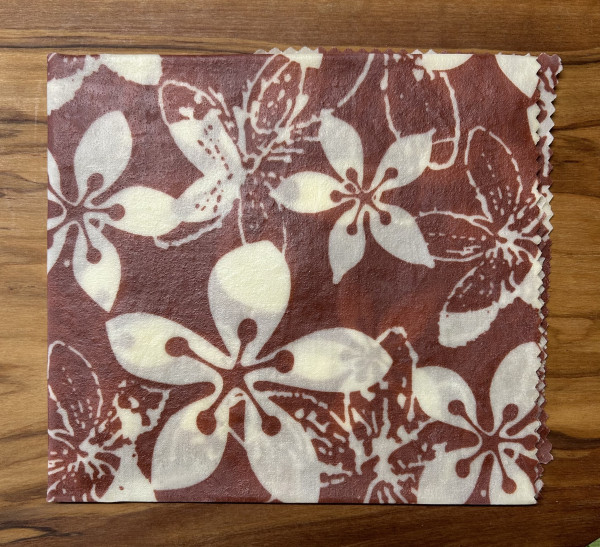 Bienenwachs Brot & Kuchentuch 35cm x 45cm Blume rostbraun
